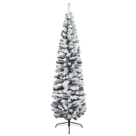 Künstlicher Weihnachtsbaum Schlank mit LEDs & Kugeln Grün 210cm