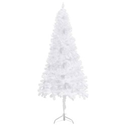Künstlicher Eck-Weihnachtsbaum LEDs & Kugeln Weiß 150 cm PVC