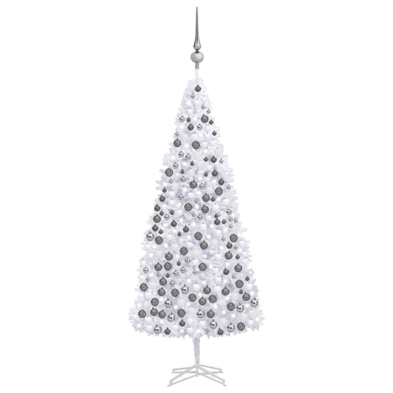 Künstlicher Weihnachtsbaum mit LEDs & Kugeln 500 cm Weiß Künstlicher Weihnachtsbaum mit LEDs & Kugeln 500 cm Weiß