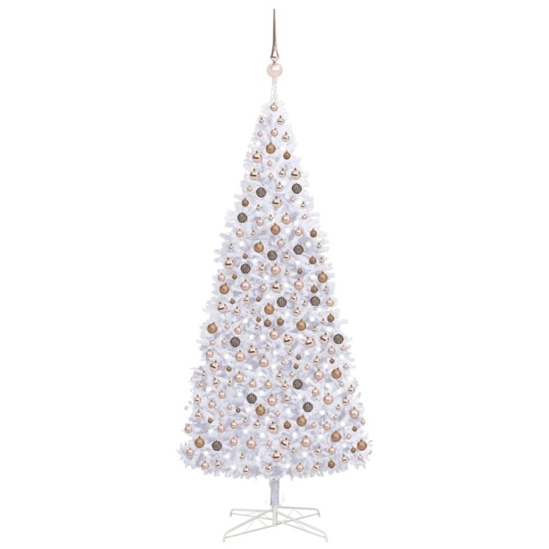 Künstlicher Weihnachtsbaum mit LEDs & Kugeln 400 cm Weiß Künstlicher Weihnachtsbaum mit LEDs & Kugeln 400 cm Weiß