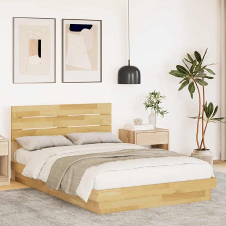 vidaXL Massivholzbett mit Kopfteil ohne Matratze 120x190 cm Eichenholz