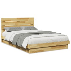 vidaXL Massivholzbett mit Kopfteil ohne Matratze 120x190 cm Eichenholz