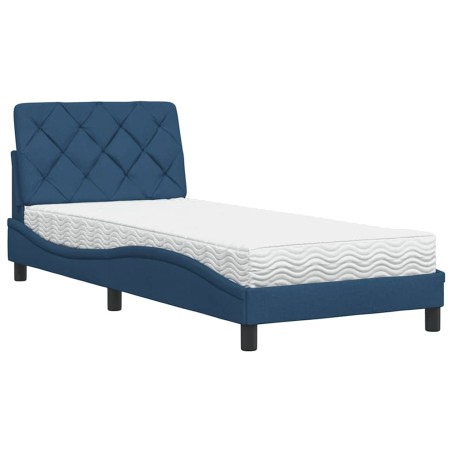 vidaXL Bett mit Matratze Blau 80x200 cm Stoff