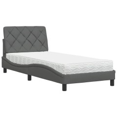 vidaXL Bett mit Matratze Dunkelgrau 90x190 cm Stoff