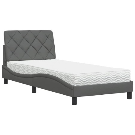 vidaXL Bett mit Matratze Dunkelgrau 90x190 cm Stoff