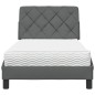 vidaXL Bett mit Matratze Dunkelgrau 90x190 cm Stoff vidaXL Bett mit Matratze Dunkelgrau 90x190 cm Stoff