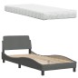 vidaXL Bett mit Matratze Dunkelgrau 90x190 cm Stoff vidaXL Bett mit Matratze Dunkelgrau 90x190 cm Stoff