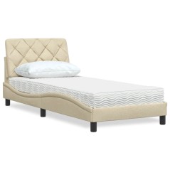vidaXL Bett mit Matratze Creme 90x190 cm Stoff