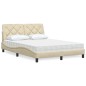 vidaXL Bett mit Matratze Creme 120x200 cm Stoff vidaXL Bett mit Matratze Creme 120x200 cm Stoff