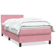 vidaXL Boxspringbett mit Matratze Rosa 80x210 cm Samt
