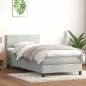 vidaXL Boxspringbett mit Matratze Hellgrau 80x210 cm Samt vidaXL Boxspringbett mit Matratze Hellgrau 80x210 cm Samt