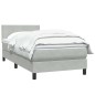 vidaXL Boxspringbett mit Matratze Hellgrau 80x210 cm Samt vidaXL Boxspringbett mit Matratze Hellgrau 80x210 cm Samt