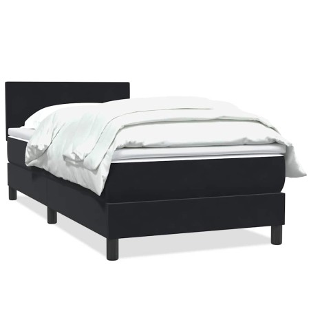 vidaXL Boxspringbett mit Matratze Schwarz 80x220 cm Samt