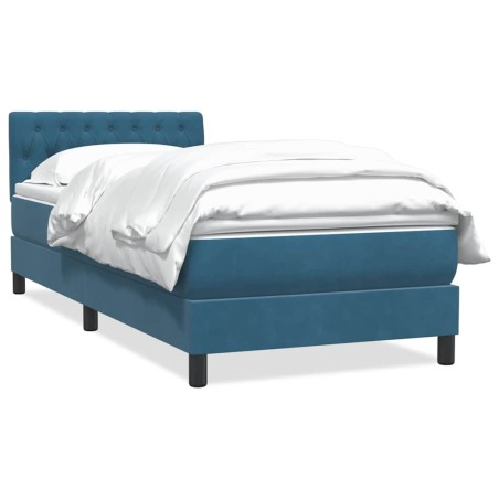 vidaXL Boxspringbett mit Matratze Dunkelblau 80x220 cm Samt