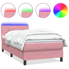 vidaXL Boxspringbett mit Matratze Rosa 80x220 cm Samt