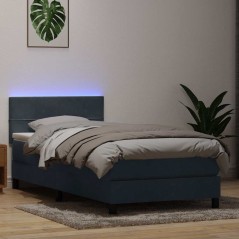 vidaXL Boxspringbett mit Matratze Dunkelgrau 80x220 cm Samt