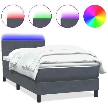 vidaXL Boxspringbett mit Matratze Dunkelgrau 80x220 cm Samt