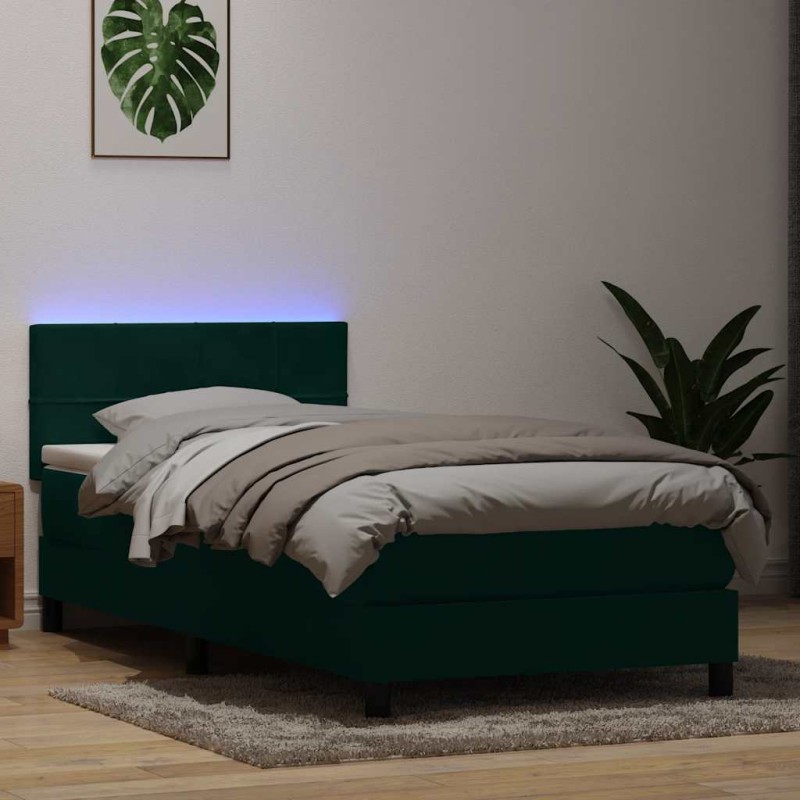 vidaXL Boxspringbett mit Matratze Dunkelgrün 80x210 cm Samt vidaXL Boxspringbett mit Matratze Dunkelgrün 80x210 cm Samt