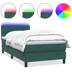 vidaXL Boxspringbett mit Matratze Dunkelgrün 80x210 cm Samt