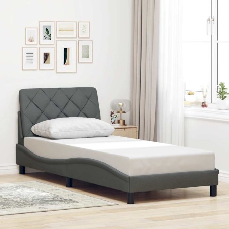 vidaXL Bettgestell ohne Matratze Dunkelgrau 90x190 cm Stoff