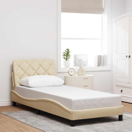 vidaXL Bettgestell ohne Matratze Creme 90x200 cm Stoff