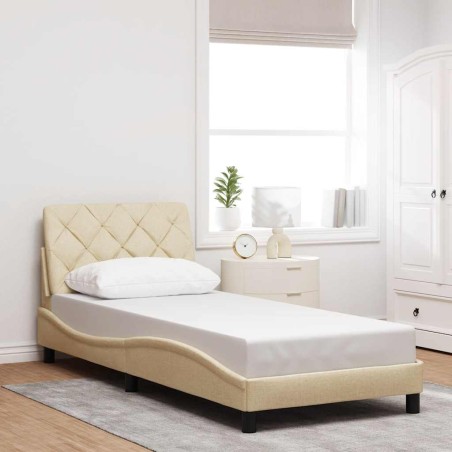 vidaXL Bettgestell ohne Matratze Creme 90x190 cm Stoff