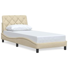 vidaXL Bettgestell ohne Matratze Creme 90x190 cm Stoff