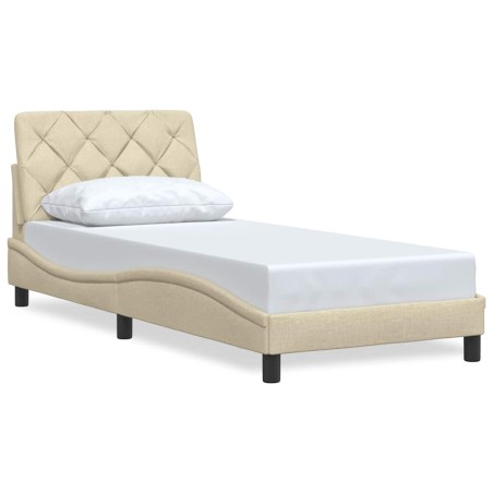 vidaXL Bettgestell ohne Matratze Creme 90x190 cm Stoff