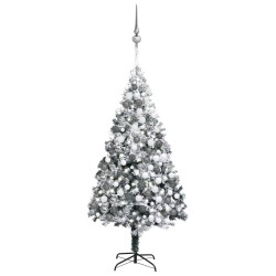 Künstlicher Weihnachtsbaum LEDs & Kugeln Beschneit Grün 300 cm