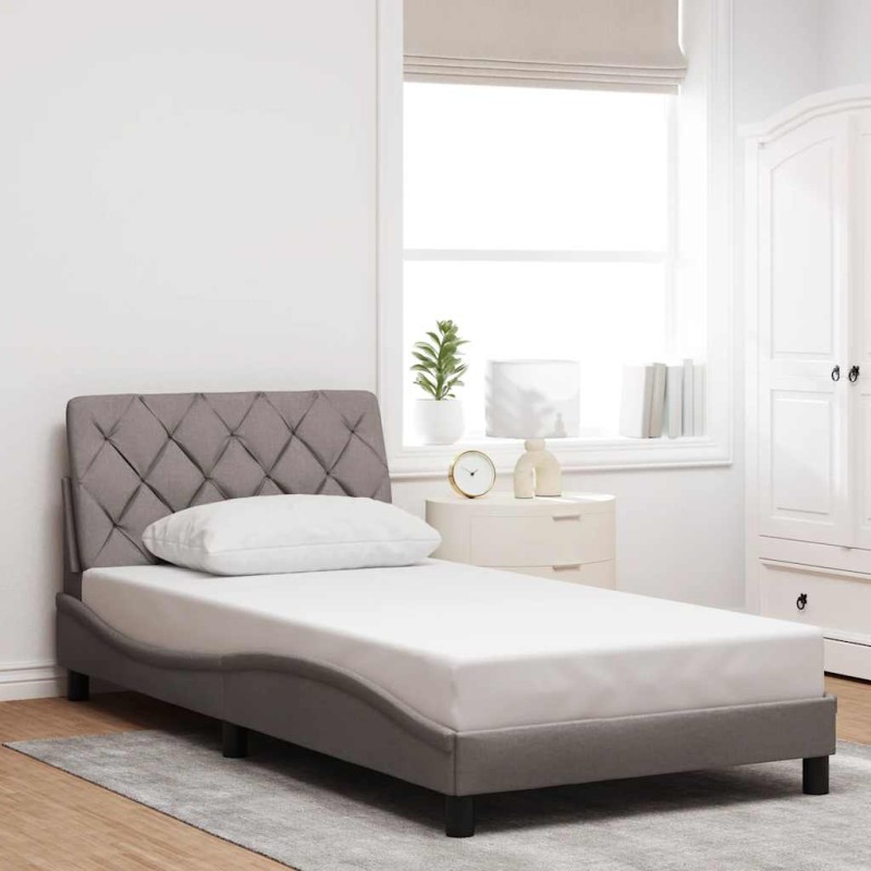 vidaXL Bettgestell ohne Matratze Taupe 100x200 cm Stoff vidaXL Bettgestell ohne Matratze Taupe 100x200 cm Stoff