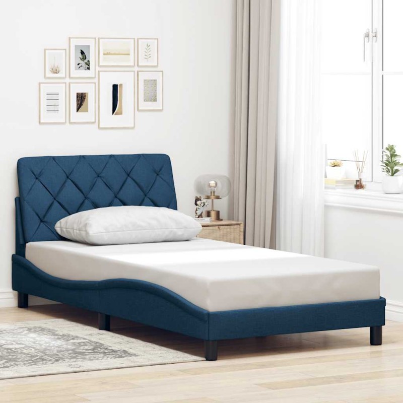 vidaXL Bettgestell ohne Matratze Blau 100x200 cm Stoff vidaXL Bettgestell ohne Matratze Blau 100x200 cm Stoff