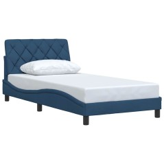 vidaXL Bettgestell ohne Matratze Blau 100x200 cm Stoff