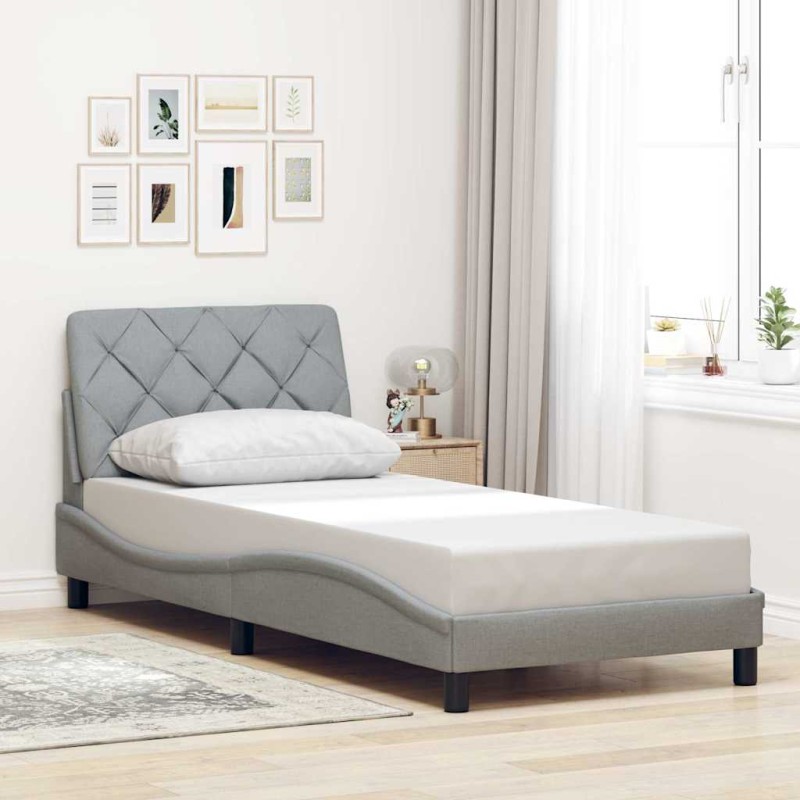 vidaXL Bettgestell ohne Matratze Hellgrau 90x200 cm Stoff vidaXL Bettgestell ohne Matratze Hellgrau 90x200 cm Stoff