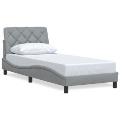 vidaXL Bettgestell ohne Matratze Hellgrau 90x200 cm Stoff