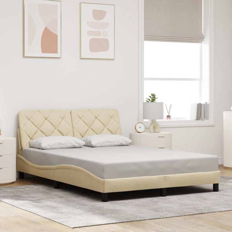 vidaXL Bettgestell ohne Matratze Creme 140x190 cm Stoff vidaXL Bettgestell ohne Matratze Creme 140x190 cm Stoff