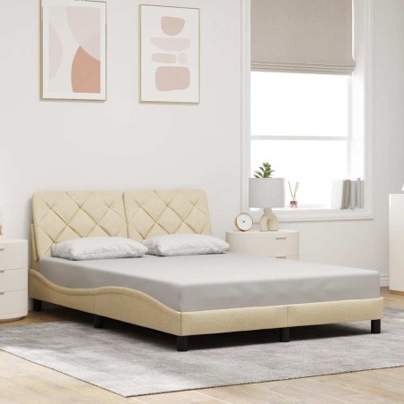 vidaXL Bettgestell ohne Matratze Creme 140x190 cm Stoff