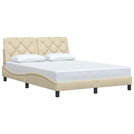 vidaXL Bettgestell ohne Matratze Creme 140x190 cm Stoff