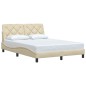 vidaXL Bettgestell ohne Matratze Creme 140x190 cm Stoff vidaXL Bettgestell ohne Matratze Creme 140x190 cm Stoff