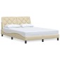vidaXL Bettgestell ohne Matratze Creme 140x190 cm Stoff vidaXL Bettgestell ohne Matratze Creme 140x190 cm Stoff
