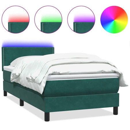 vidaXL Boxspringbett mit Matratze Dunkelgrün 80x210 cm Samt