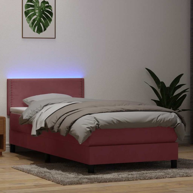 vidaXL Boxspringbett mit Matratze Rosa 80x210 cm Samt vidaXL Boxspringbett mit Matratze Rosa 80x210 cm Samt