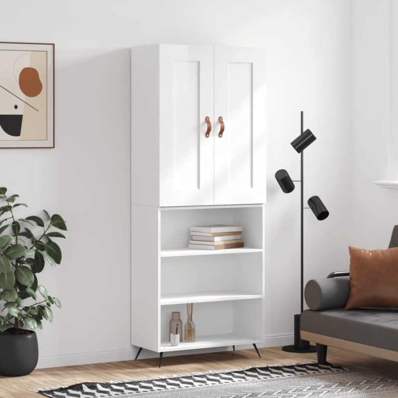 vidaXL Highboard Hochglanz-Weiß 69,5x34x180 cm Holzwerkstoff vidaXL Highboard Hochglanz-Weiß 69,5x34x180 cm Holzwerkstoff