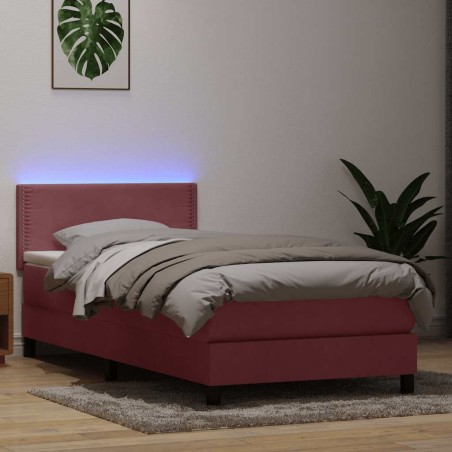 vidaXL Boxspringbett mit Matratze Rosa 90x210 cm Samt