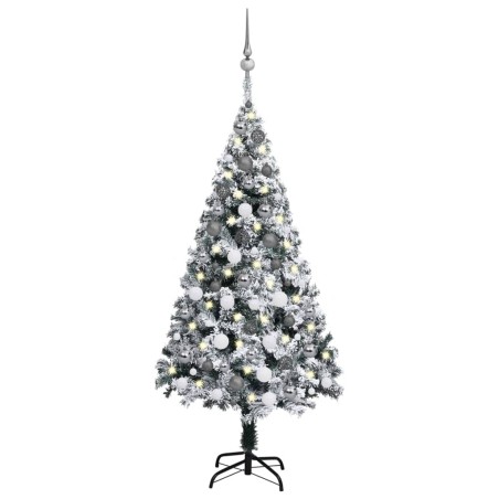 Künstlicher Weihnachtsbaum mit LEDs & Kugeln Grün 120 cm