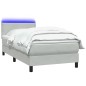 vidaXL Boxspringbett mit Matratze Hellgrau 90x220 cm Samt vidaXL Boxspringbett mit Matratze Hellgrau 90x220 cm Samt