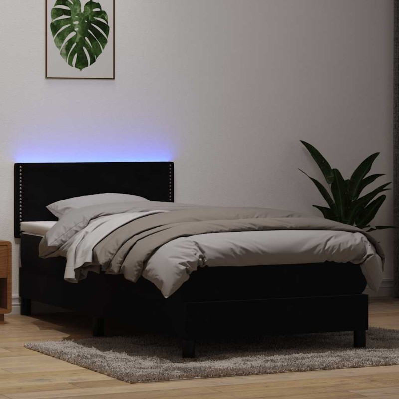 vidaXL Boxspringbett mit Matratze Schwarz 90x220 cm Samt vidaXL Boxspringbett mit Matratze Schwarz 90x220 cm Samt