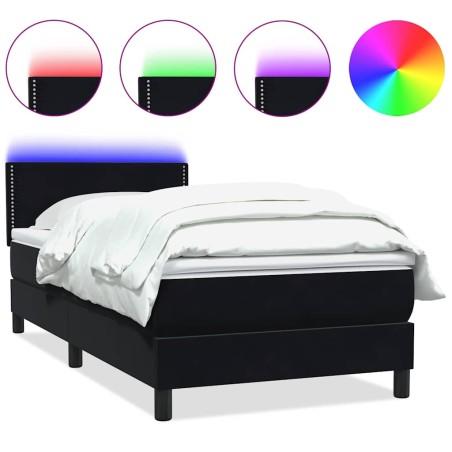 vidaXL Boxspringbett mit Matratze Schwarz 90x220 cm Samt