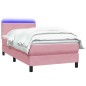 vidaXL Boxspringbett mit Matratze Rosa 90x220 cm Samt vidaXL Boxspringbett mit Matratze Rosa 90x220 cm Samt