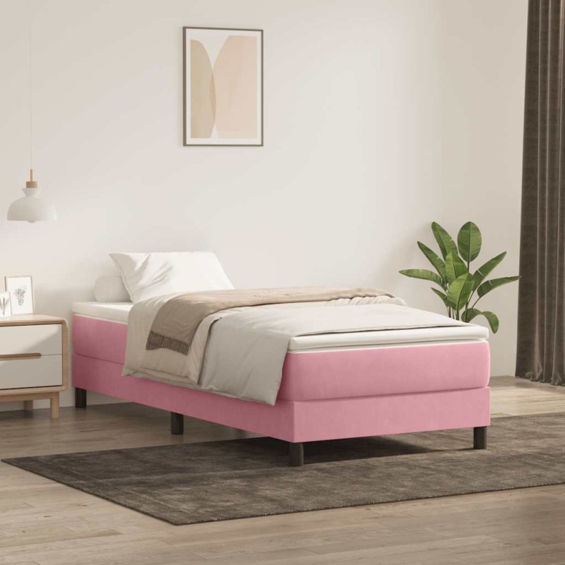 vidaXL Boxspringbett ohne Matratze Rosa 80x220 cm Samt vidaXL Boxspringbett ohne Matratze Rosa 80x220 cm Samt
