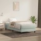 vidaXL Boxspringbett mit Matratze Hellgrau 90x220 cm Samt vidaXL Boxspringbett mit Matratze Hellgrau 90x220 cm Samt